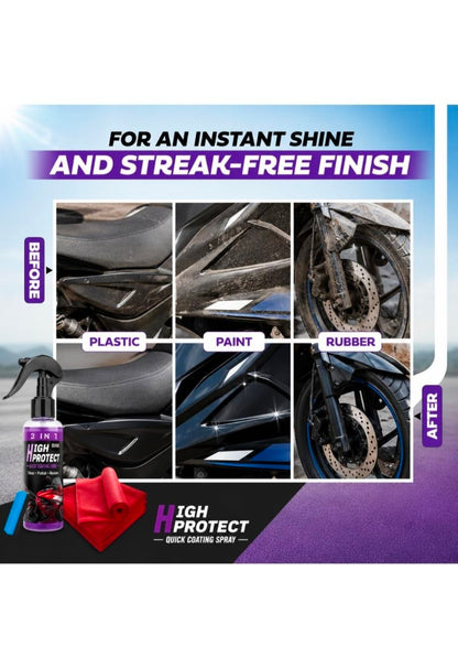 Hydrophobic Nano Coating Polish Spray for Cars, Bikes & Motorcycles | Scratch Remover & Shine (Pack of 2)