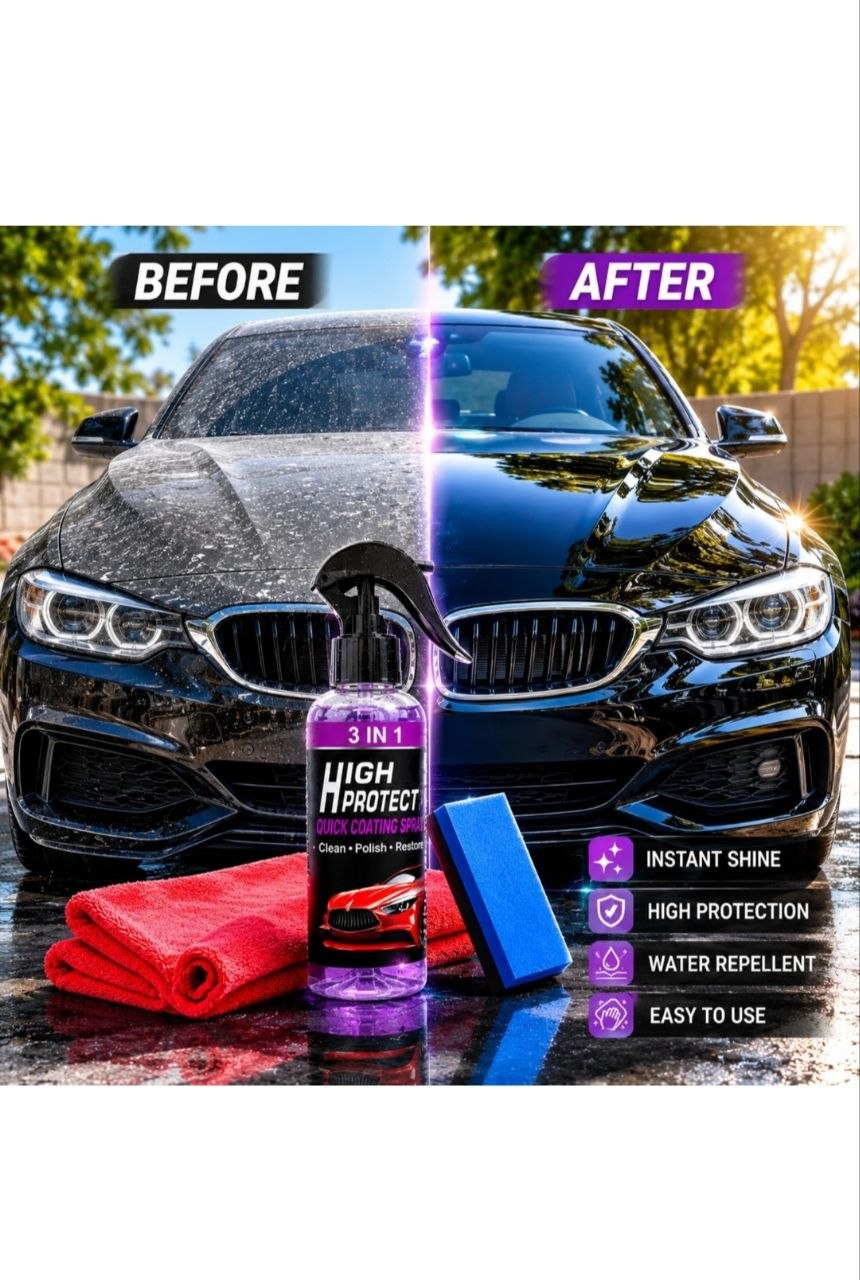 Hydrophobic Nano Coating Polish Spray for Cars, Bikes & Motorcycles | Scratch Remover & Shine (Pack of 2)