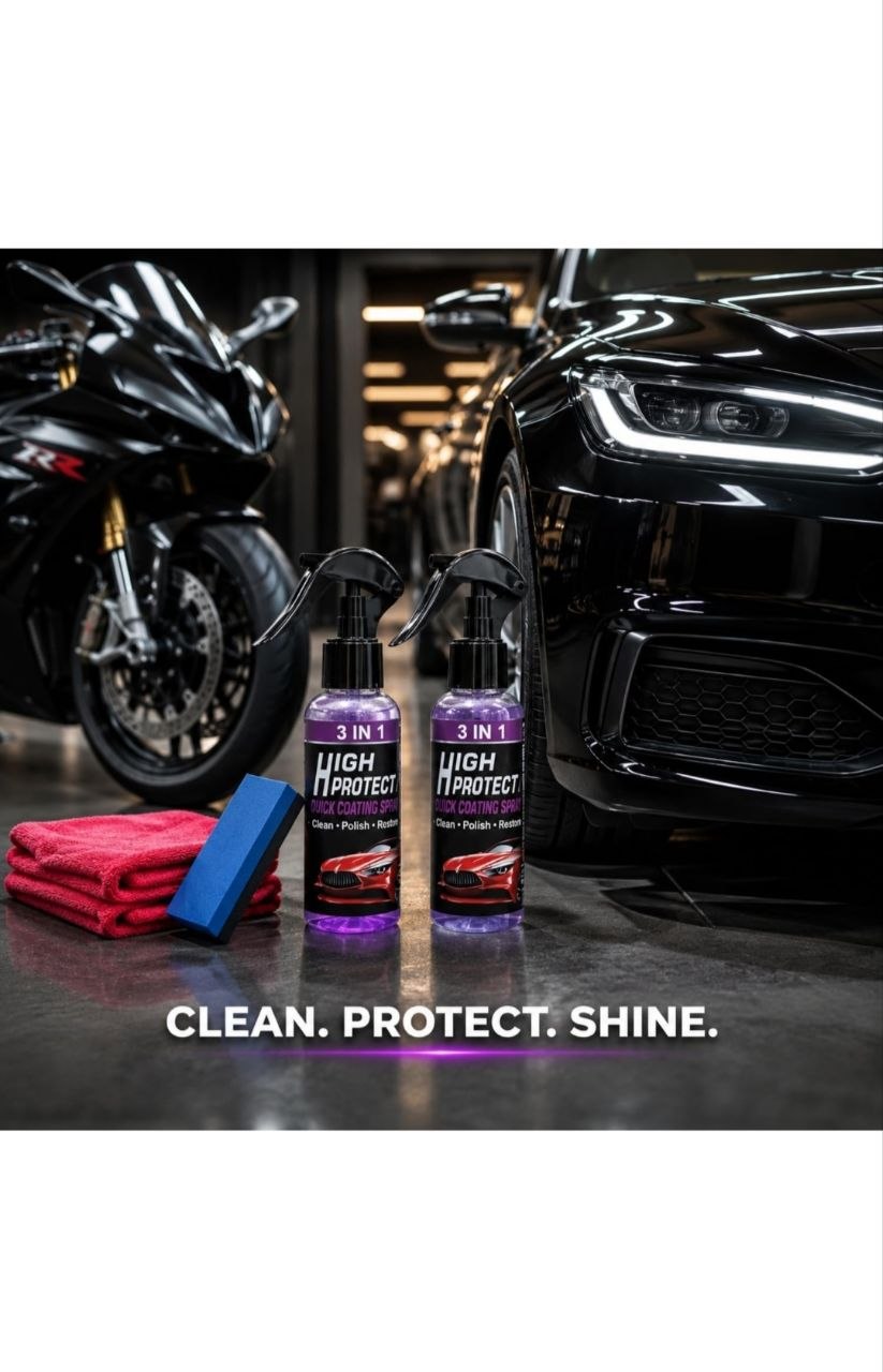 Hydrophobic Nano Coating Polish Spray for Cars, Bikes & Motorcycles | Scratch Remover & Shine (Pack of 2)