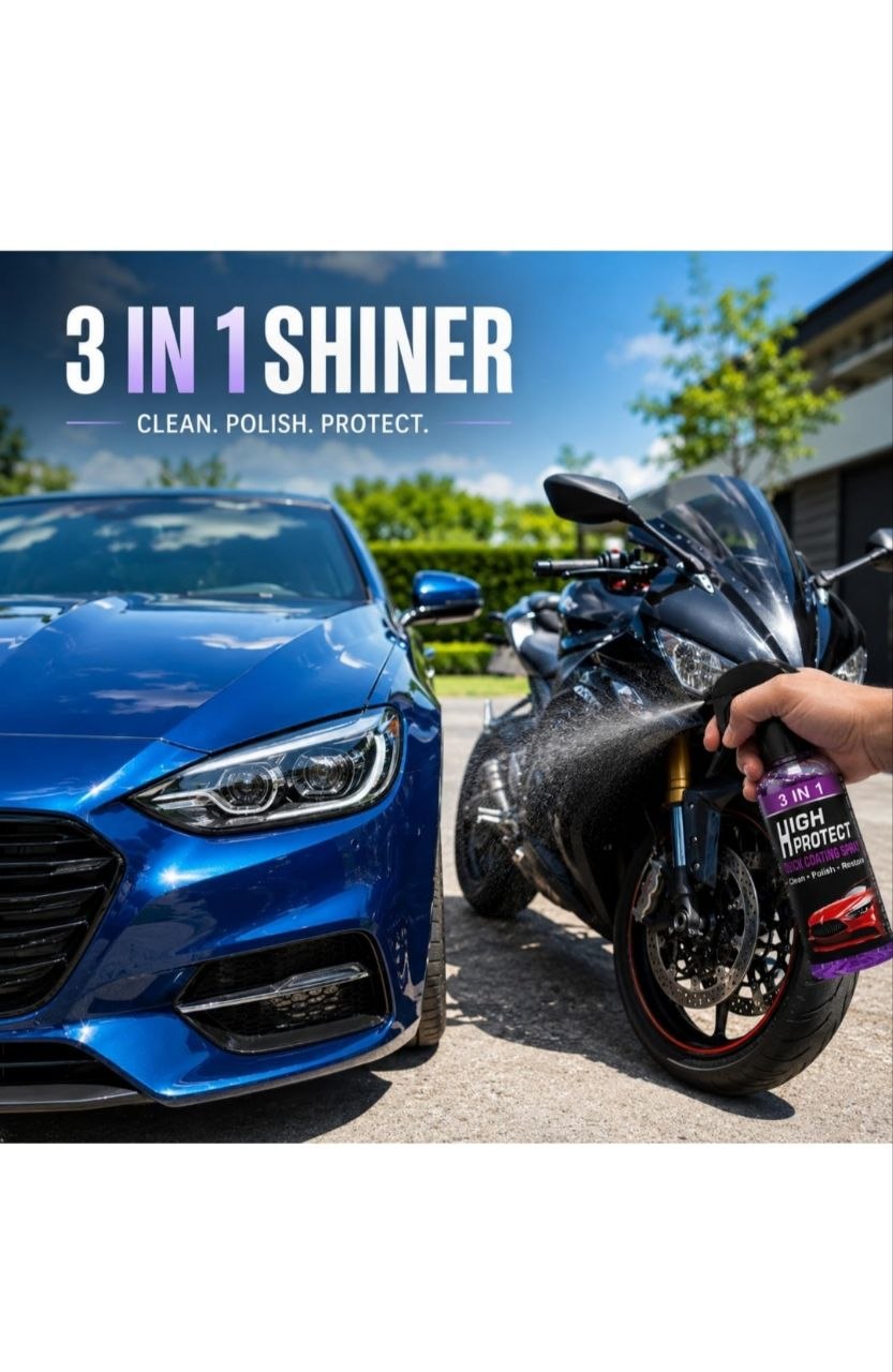 Hydrophobic Nano Coating Polish Spray for Cars, Bikes & Motorcycles | Scratch Remover & Shine (Pack of 2)
