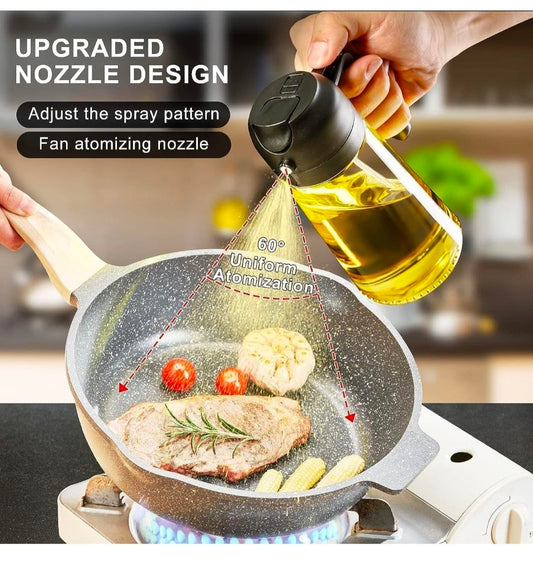 2-in-1 Premium Glass Oil Sprayer & Dispenser Bottle 500ml | Leak-Proof Cooking Oil Spray & Pour Bottle for Kitchen, BBQ, Salad & Baking